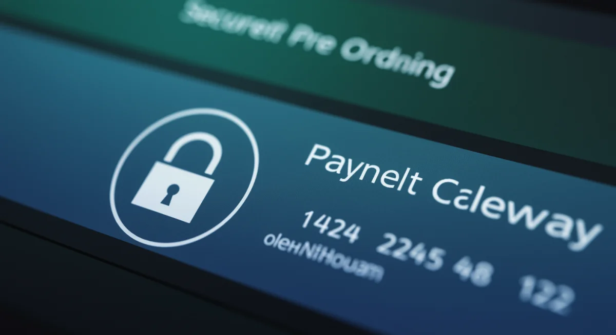 Secure payment gateway with padlock icon on a computer screen, symbolizing safe online transactions.