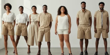 Diverse models demonstrating proportional styling in a modern studio
