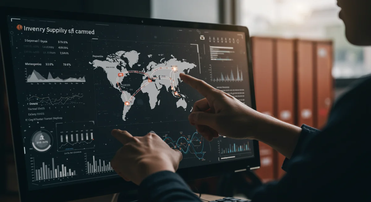 Digital supply chain dashboard monitoring metrics and alerts