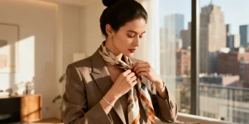 Woman quickly styling accessories for an effortless chic look in 2026