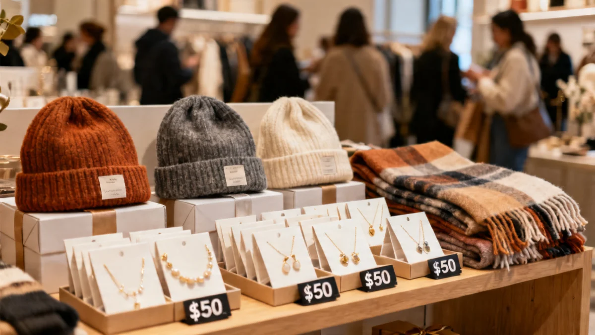 Affordable fashion accessories display for holiday gifts under 