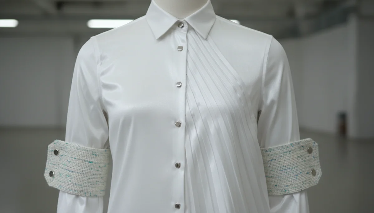 Deconstructed white button-down shirt with modern details