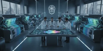 Futuristic textile lab developing innovative fabrics for 2026 fashion