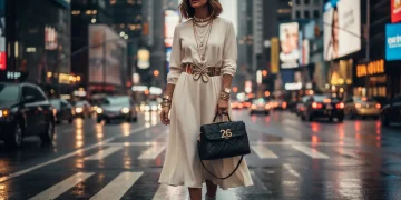 Woman showcasing smart styling with diverse accessories in an urban US setting