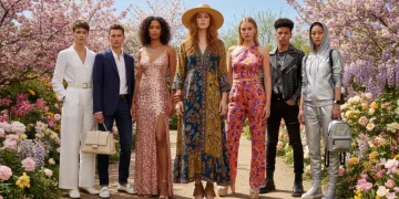Seven distinct style archetypes showcasing their unique fashion in a vibrant spring setting.