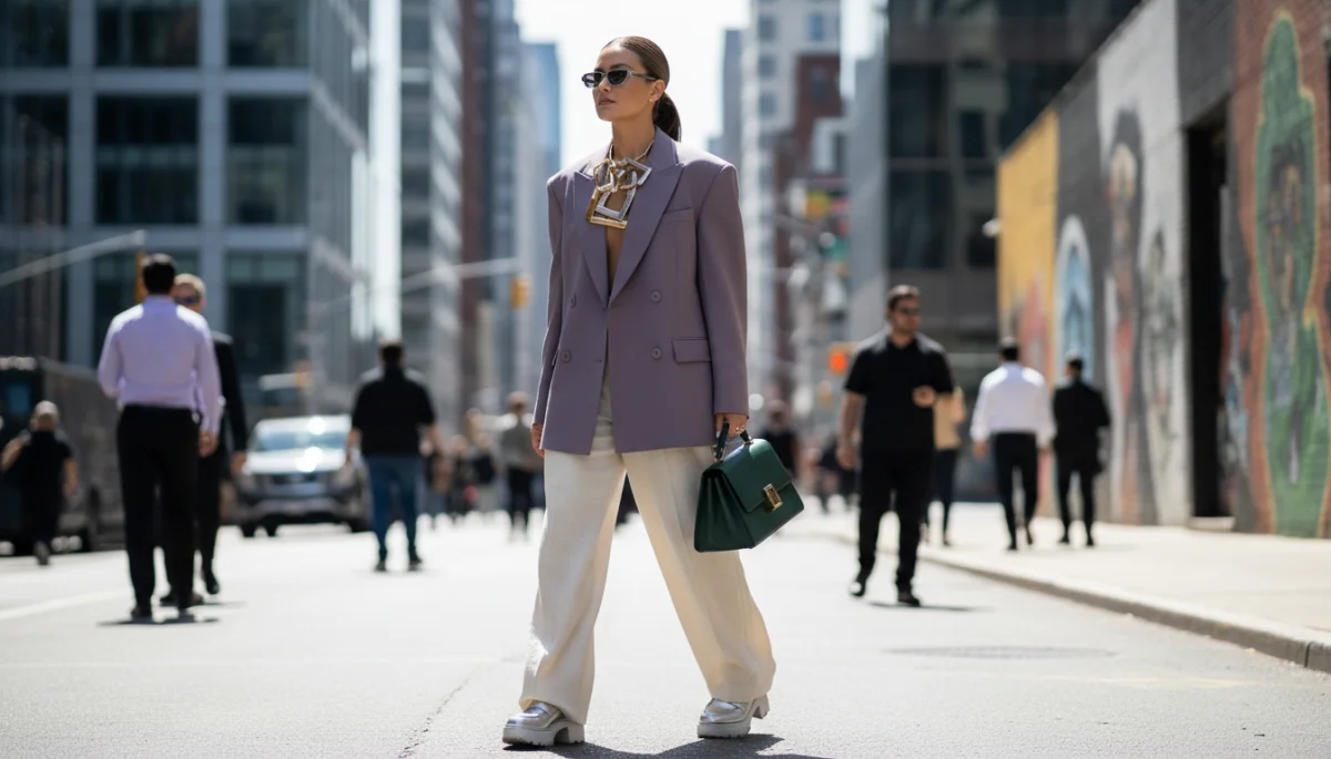 Woman incorporating 2026 fashion trends into her daily street style