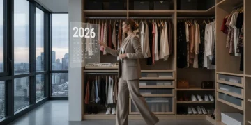 Professional woman quickly selecting outfit for 2026 workday