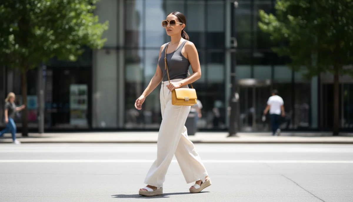 Stylishly dressed person showcasing 2026 spring summer trends on a budget